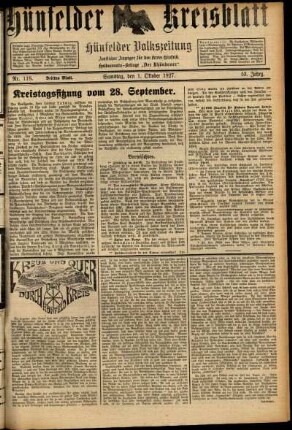 Dritte Ausgabe vom Samstag, den 01. Oktober 1927.