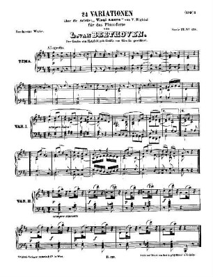 Beethoven's Werke, 178 = Serie 17: Variationen für das Pianoforte. 24 Variationen über die Ariette "Vieni amore" von V. Righini : [WoO 65]