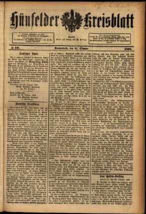 Ausgabe vom Samstag, den 31. Oktober 1896.