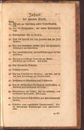 Inhalt des zweeten Theils