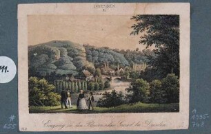 Der Plauensche Grund mit dem Forsthaus (Hegereiterhaus), der Hegereiterbrücke, der Buschmühle und der Villa Grassi nach Süden