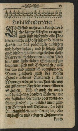 Lust-liebender Leser!