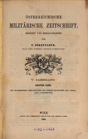 Österreichische militärische Zeitschrift. 1864, 3 = Jg. 5