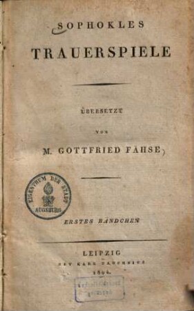 Sophokles Trauerspiele, 1.