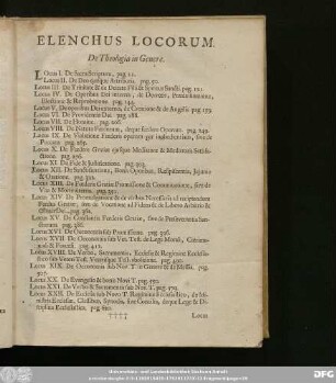 Elenchus Locorum.