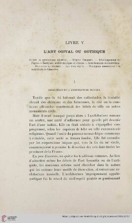 Livre V: L´art ogival ou gothique