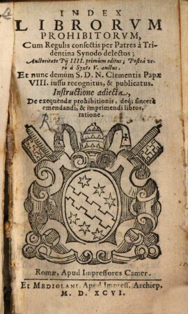 Index Librorum prohibitorum : auctoritate Pii IV. Syxti V.