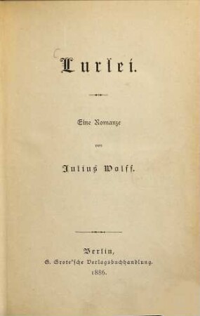 Lurlei : Eine Romanze