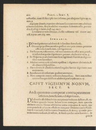 Caput Vigesimum Nonum, Sect. 8. An & quatenus competat contra petentem officium, beneficium, vel dignitatem.