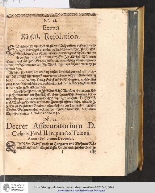 N0. 21. Extract Käyserl. Resolution.
