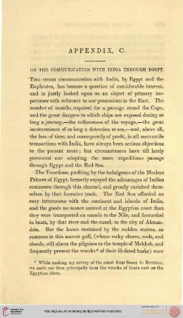 Appendix C: On the Steam Communication with India through Egypt