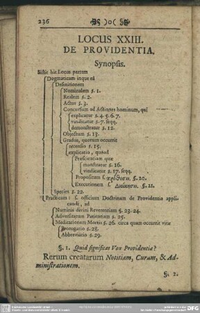 Locus XXIII. De Providentia