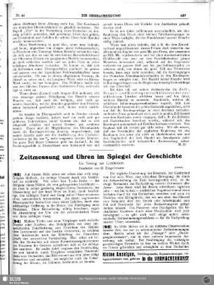 Zeitmessung und Uhren im Spiegel der Geschichte (Schluß)