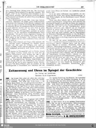 Zeitmessung und Uhren im Spiegel der Geschichte (Schluß)