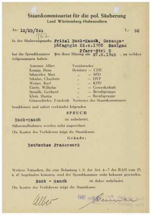 Buck-Mauck, Fridel