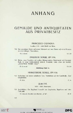Anhang. Gemälde und Antiquitäten aus Privatbesitz (Nr. 730-742)