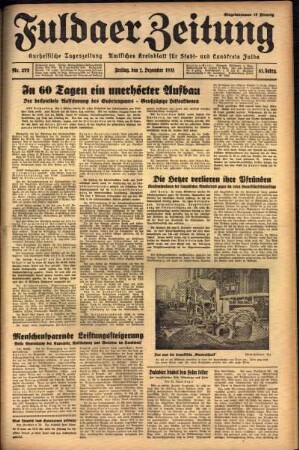 Ausgabe vom Freitag, den 02. Dezember 1938.