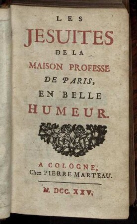 Les Jesuites De La Maison Professe De Paris, En Belle Humeur