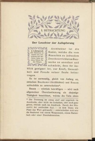 I. Betrachtung - Der Leuchter der Aufopferung