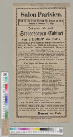 Salon Parisien. Stereoscopen-Cabinet