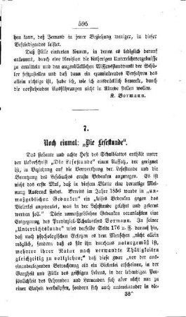 Noch einmal: "Die Lesestunde"