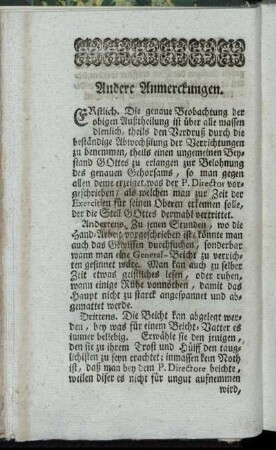 Andere Anmerckungen.