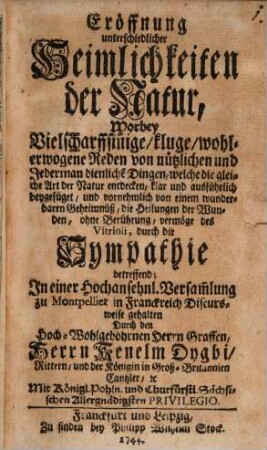 Eröffnung unterschiedlicher Heimlichkeiten der Natur