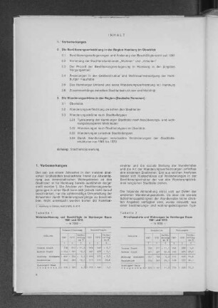 Tabelle 1: Wohnbevölkerung und Beschäftigte im Hamburger Raum 1961 und 1970