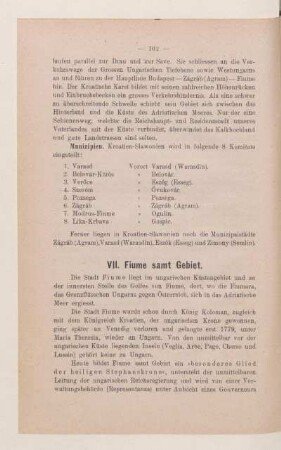 VII. Fiume samt Gebiet