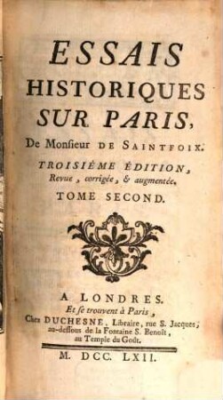 Essais Historiques Sur Paris, 2