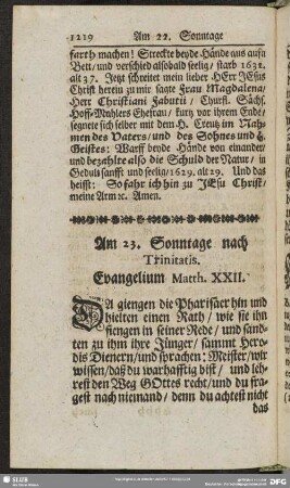 Am 23. Sonntage nach Trinitatis. Evangelium Matth. XXII
