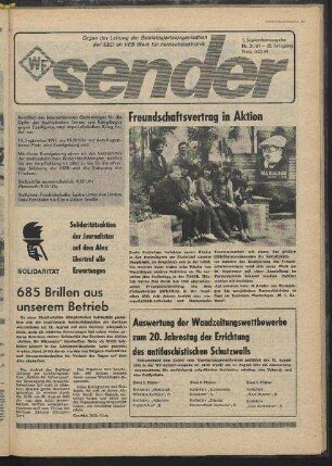 Betriebszeitung 'WF-Sender', Nr.31/1981 (1. Septemberausgabe 1981)