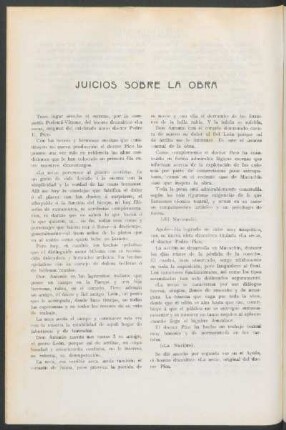 Juicios sobre la obra