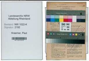 Entnazifizierung Paul Kraemer , geb. 31.03.1889 (Kaufmann)