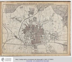 Plan der Haupt- und Residenzstadt Darmstadt mit Bessungen / nach amtlichen Quellen bearb. von F. Heberer