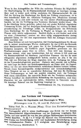 577-582, III. Aus Vereinen und Versammlungen
