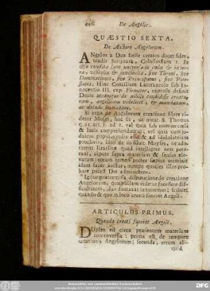 Quaestio Sexta. De Auctore Angelorum.