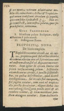 Propositio Nona. De binis tropicis.