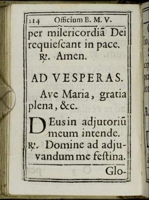 Ad Vesperas.