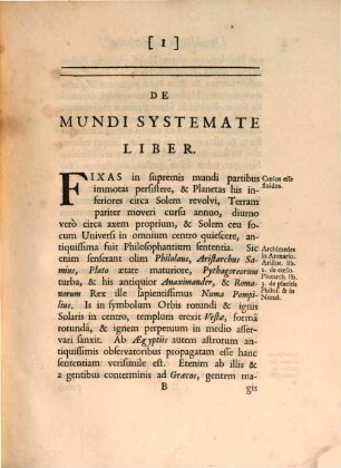 De mundi systemate liber
