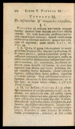 Titulus XI. De infantibus & languidis expositis.