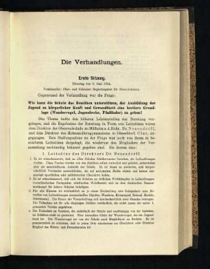 Erste Sitzung : die Verhandlungen