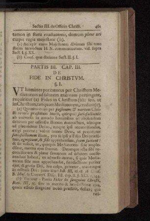 Partis III. Cap. III. De Fide In Christvm.