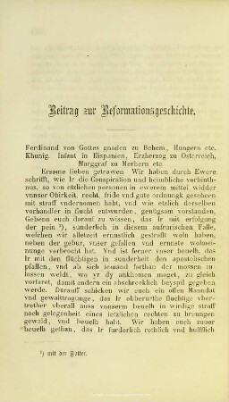 Beitrag zur Reformationsgeschichte