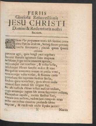 Feriis Gloriosae Resurrectionis Jesu Christi ...