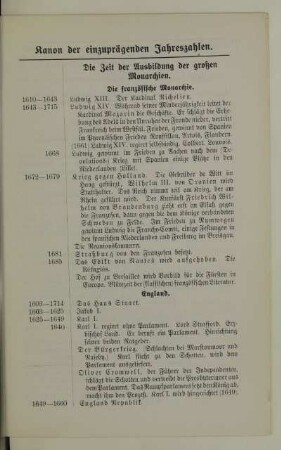 Kanon der einzuprägenden Jahreszahlen