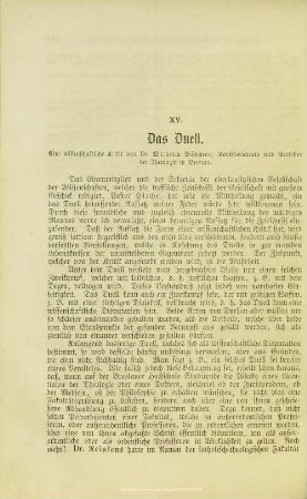 Das Duell : eine wissenschaftliche Kritik