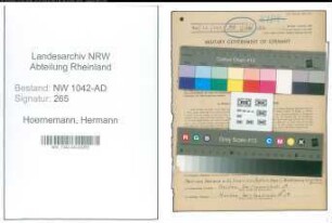 Entnazifizierung Hermann Hoernemann , geb. 17.08.1904 (Verwaltungsangestellter)