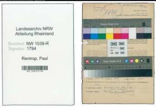 Entnazifizierung Paul Rentrop , geb. 14.06.1900 (Oberrentmeister)