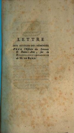 Lettre aux auteurs des Mémoires pour l'histoire des sciences ...